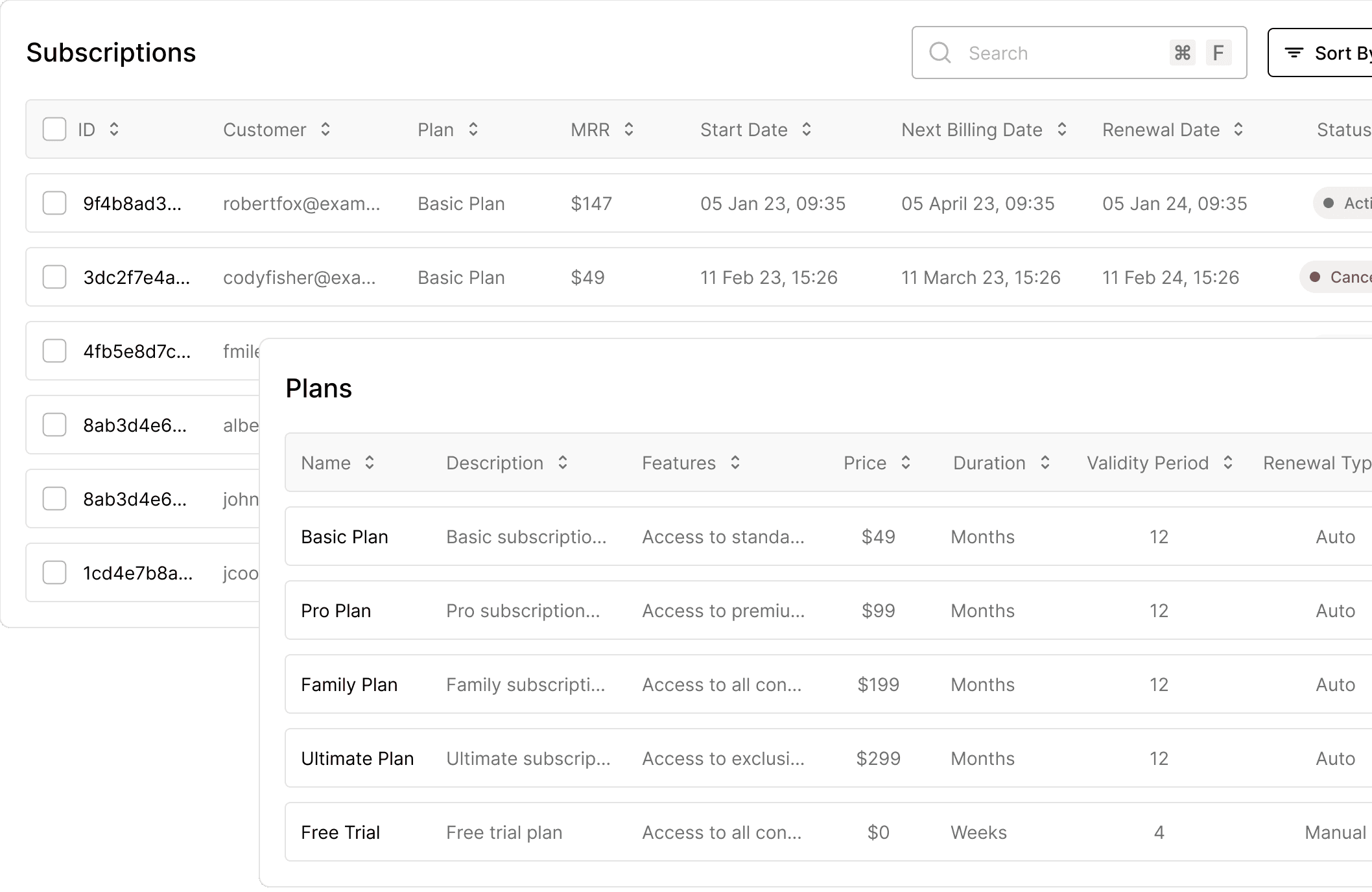 subscriptions and billing